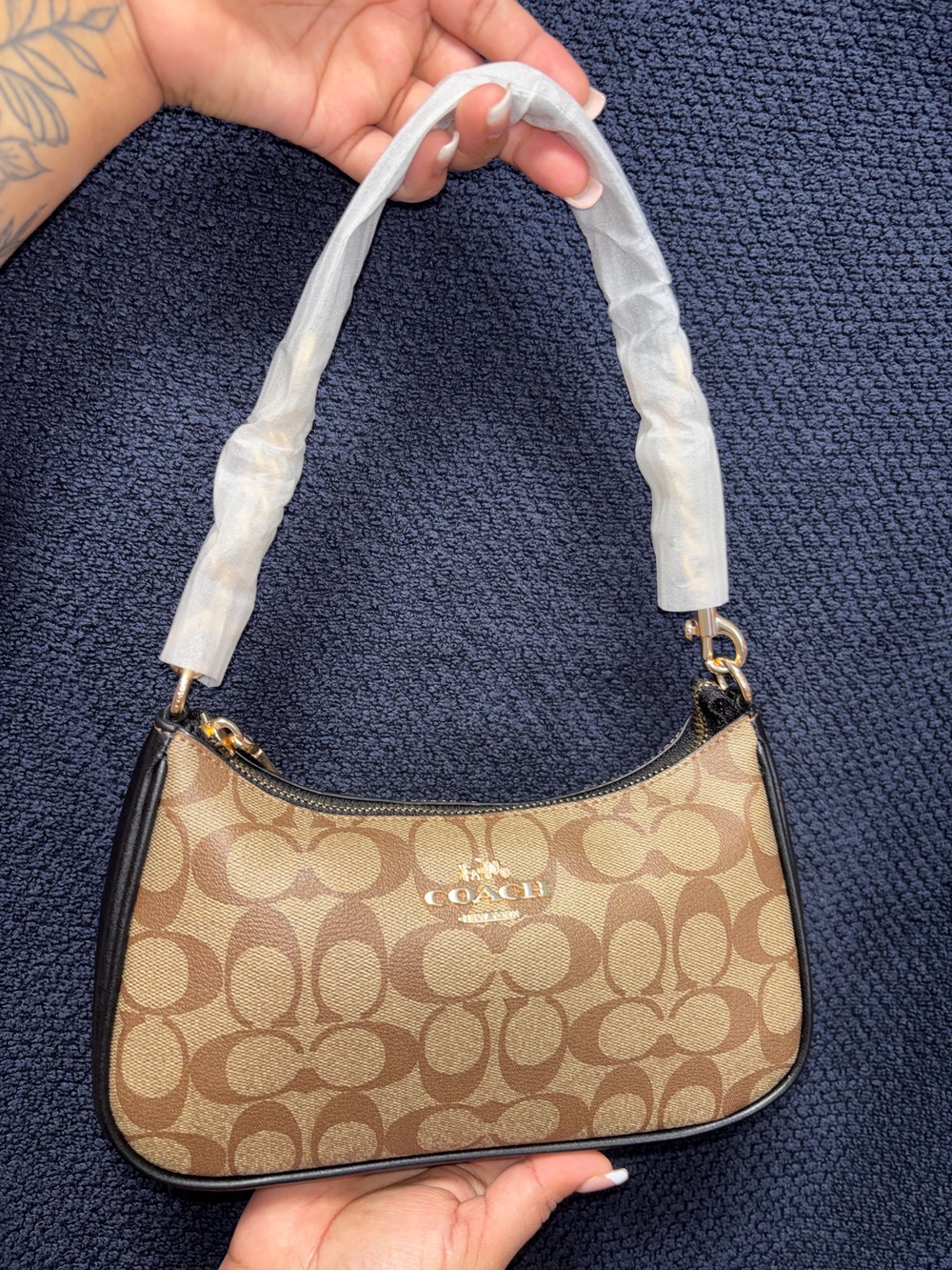 Coach Signature Canvas Mini Hobo Bag in Brown